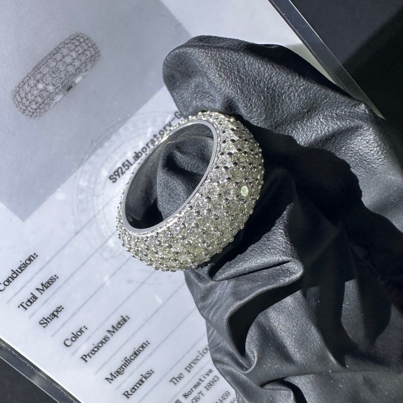 925 Sterling Silver Lab Grown Diamond Eternity Ring Band For Men