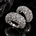 Mosaic Setting Inverted Iced Out Moissanite Hoop Earrings