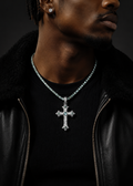 Tiffany Blue Moissanite Tennis Chain With Matching Cross Pendant Sterling Silver 925 Iced Out