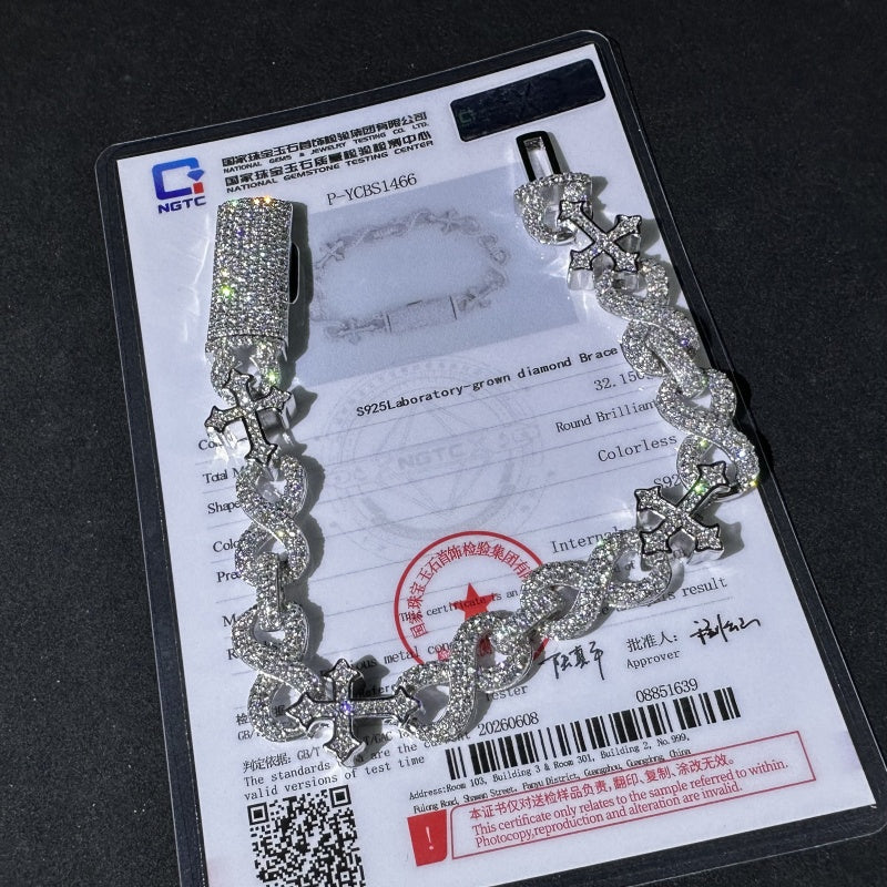 925 Sterling Silver Lab Grown Diamond Infinity Bracelet 13MM