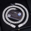 Hot Sell Iced Out Solid Silver 925 12MM Tow Rows Moissanite Diamond Cuban Link Necklace