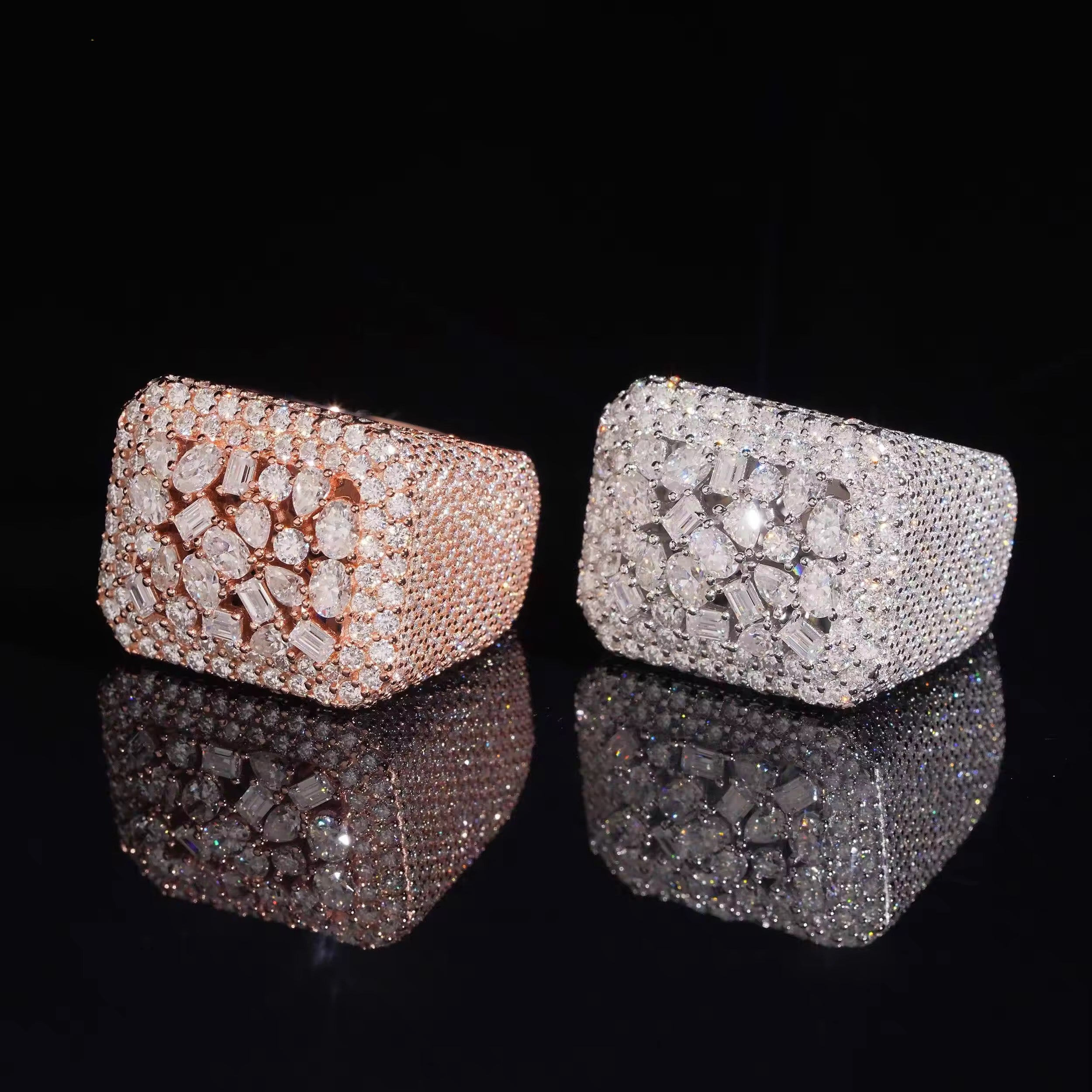 Sterling Silver Fancy Cut Moissanite Diamond Men Ring