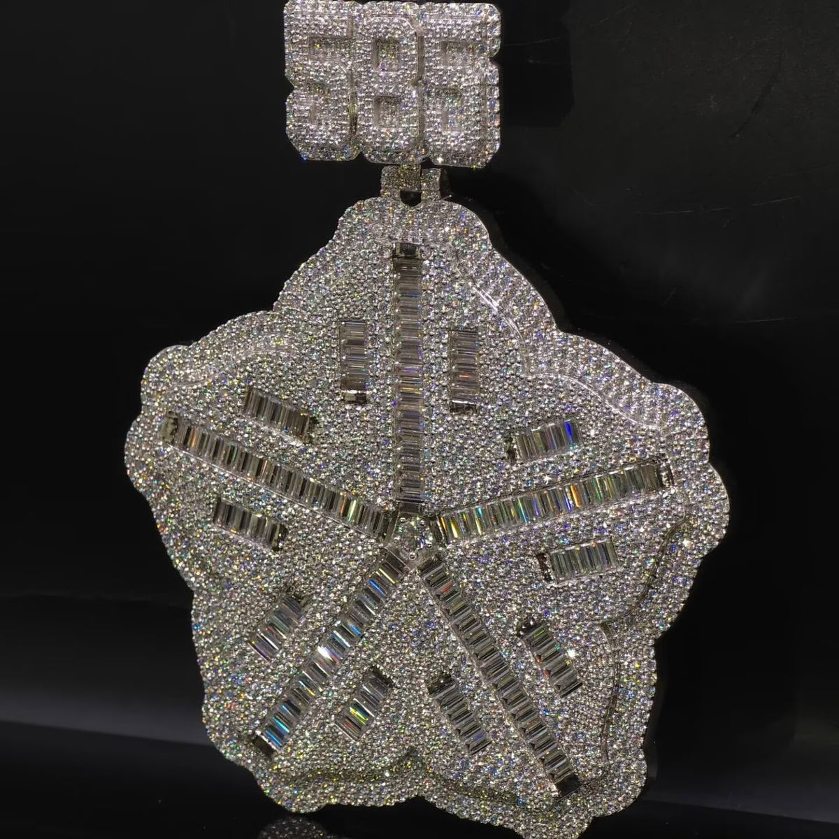Custom Made 3inch Snowflake Iced Out Moissanite Pendant