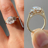 14K Yellow Gold Three Stone Design Emerald Cut Moissanite Diamond Ring For Women