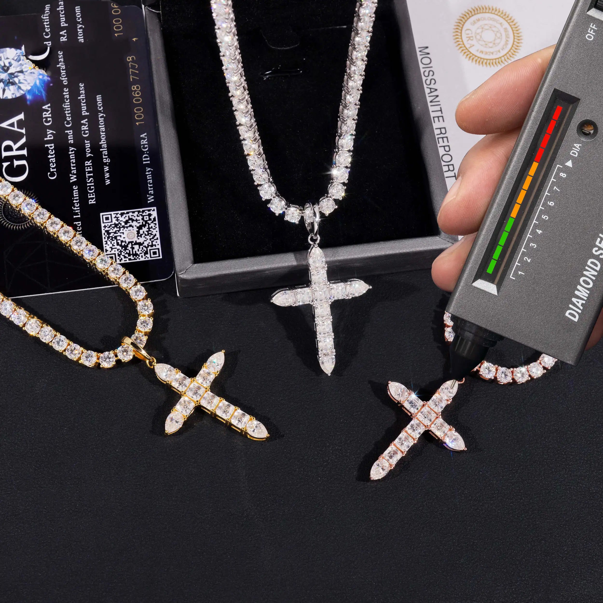 New Arrival 1.75Inch Tall VVS Moissanite Fancy Cut Cross Pendant Mini Size For Men And Women