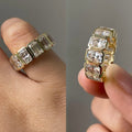 10K Yellow Gold Radiant Cut Mix Emwrald Cut VVS Moissanite Eternity Ring Band