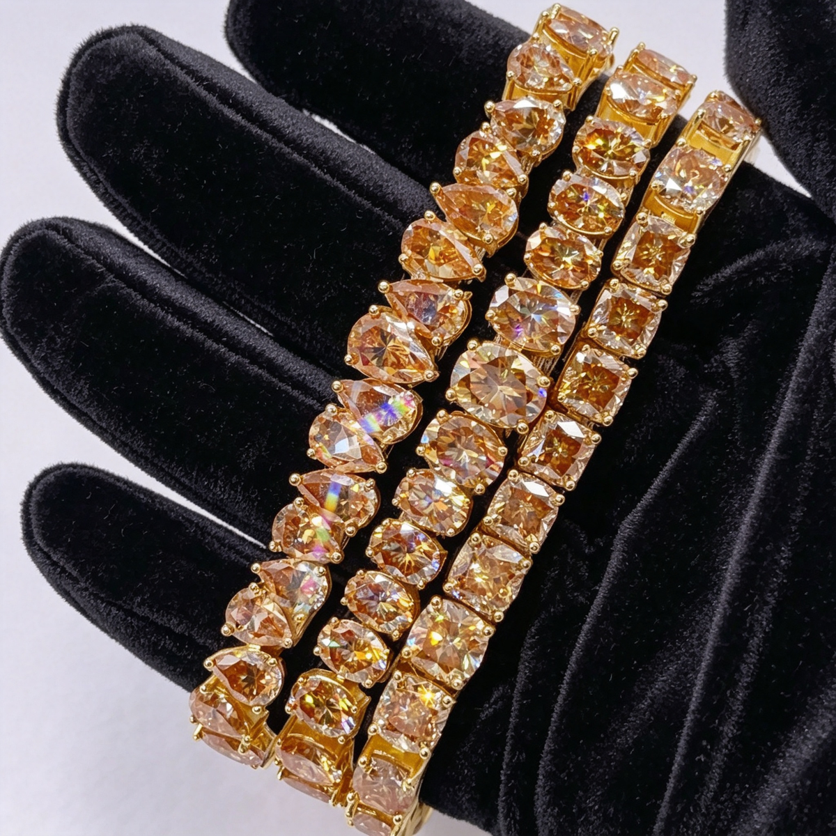 1Ct Pear Cut Champagne Moissanite Diamond Tennis Bracelet