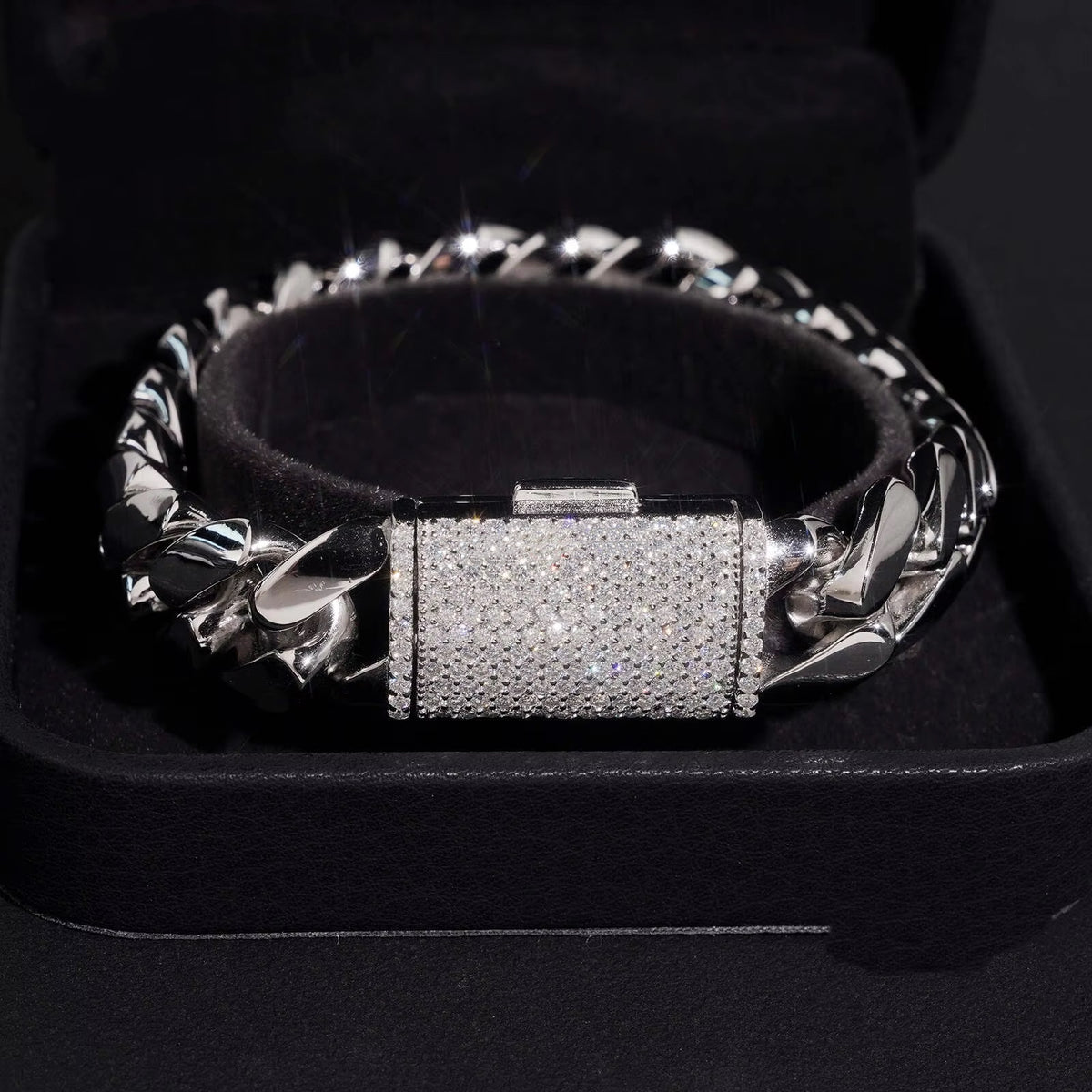 925 Sterling Silver 15MM Lab Grown  Diamond Cuban Link Bracelet