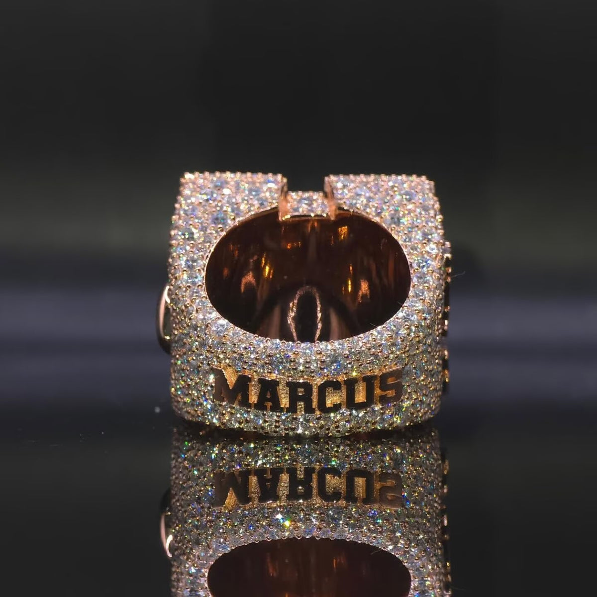 Rose Gold VVS Lab Grown Diamond Custom Initial Men Ring