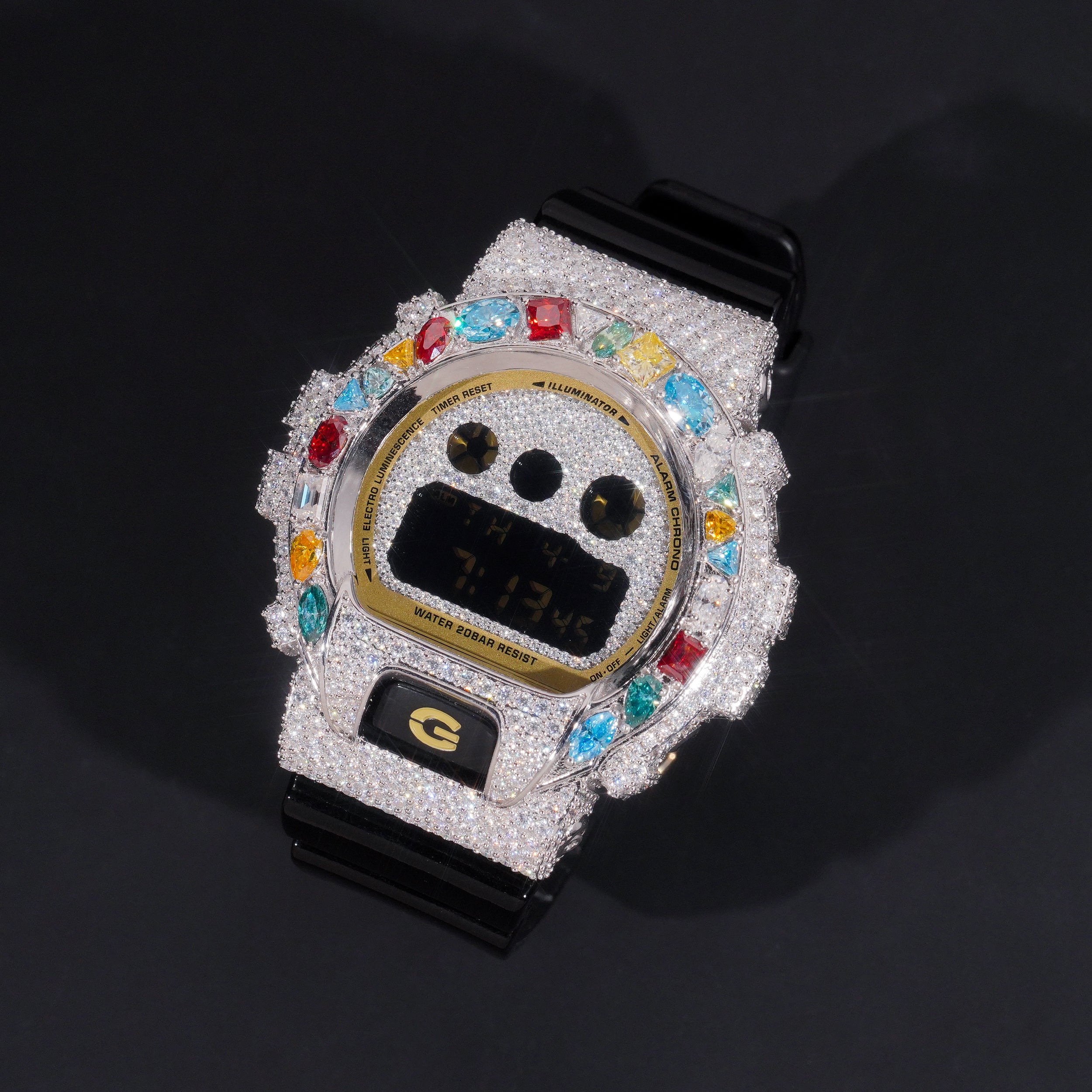 Fancy Cut VVS Color Moissanite Iced Out G Shock Watch DW6900