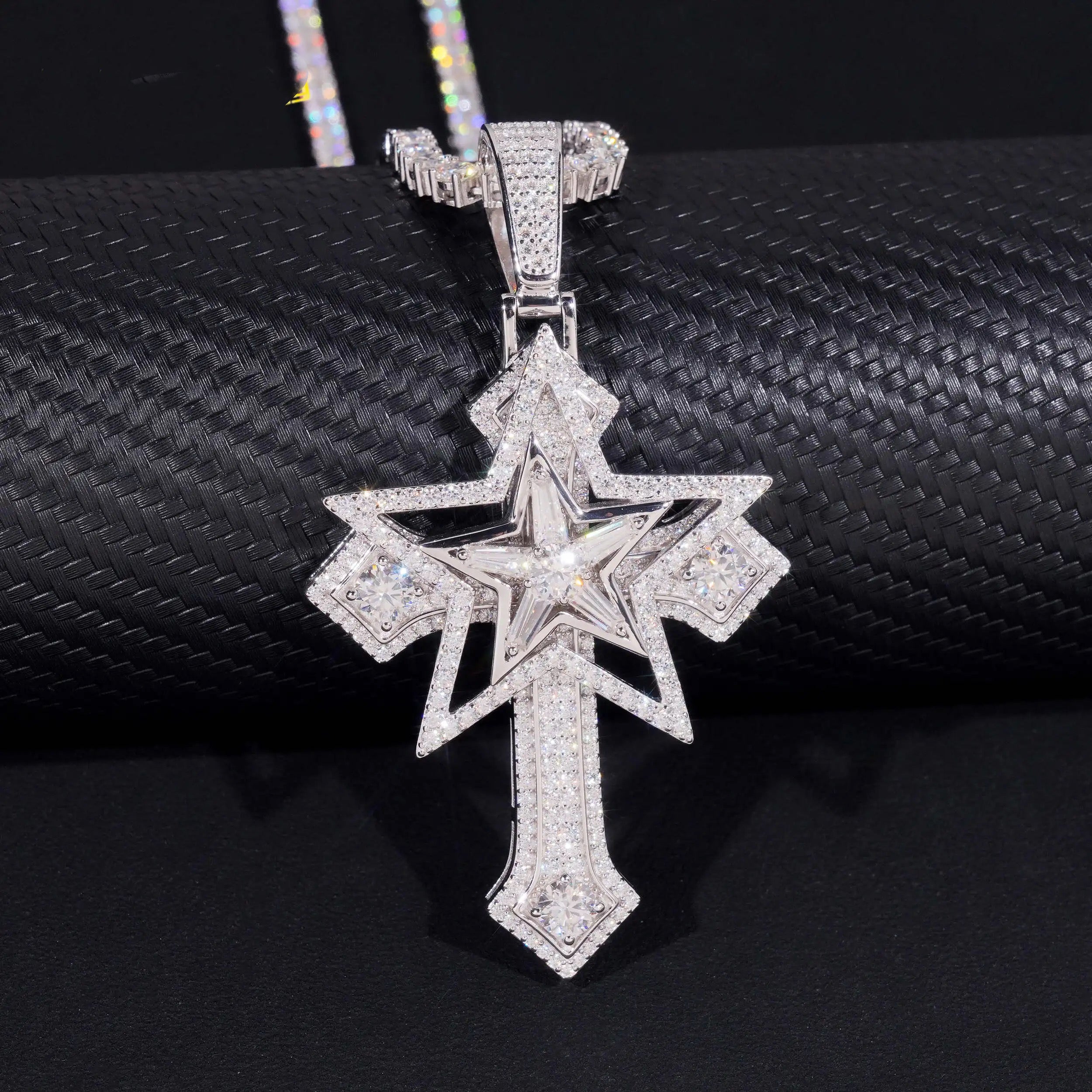 New Arrival Moissanite Cross Pendant 2.5Inch Tall Match 4MM Tennis Chain Hip Hop Jewelry For Men