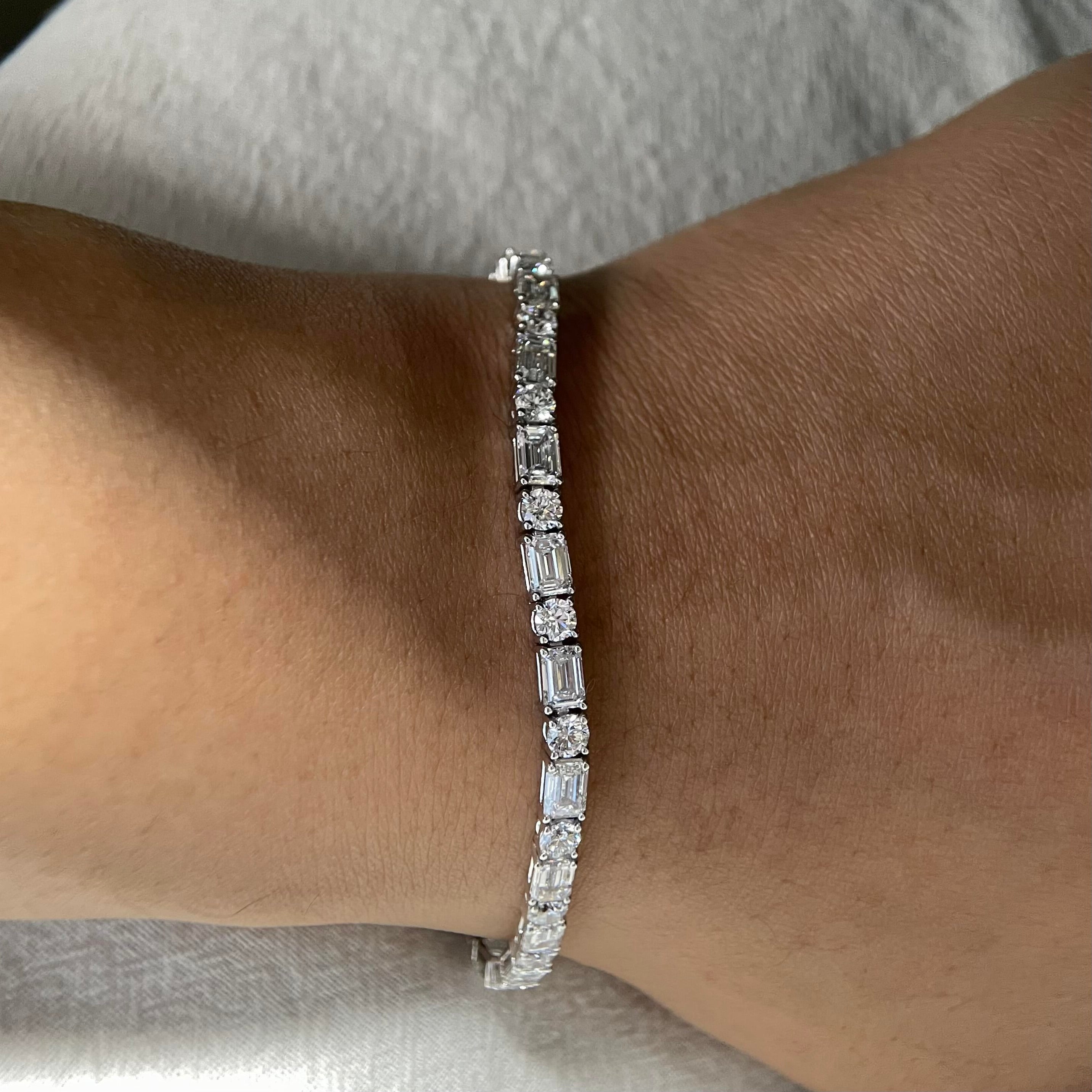 Platinum Lab Grown Diamond Tennis Bracelet 3MM Width