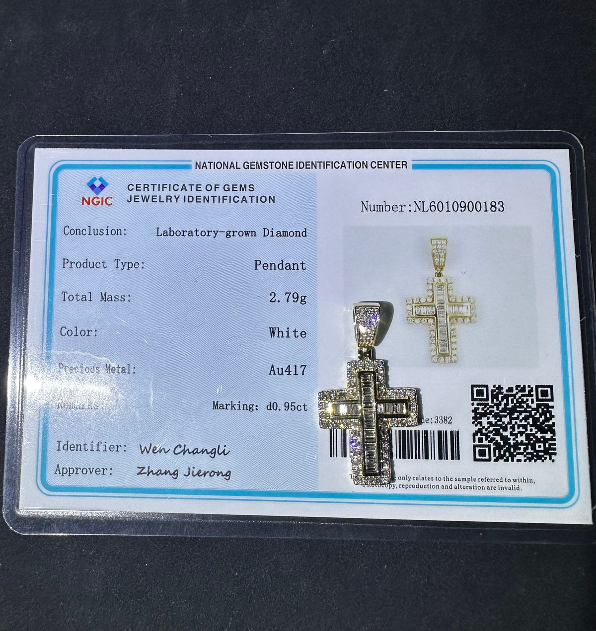 10K Solid Gold VVS Lab Grown Diamond Cross Pendant Charm