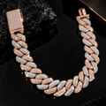 18MM Rose Gold Cuban Bracelet VVS Moissanite Diamonds Unisex