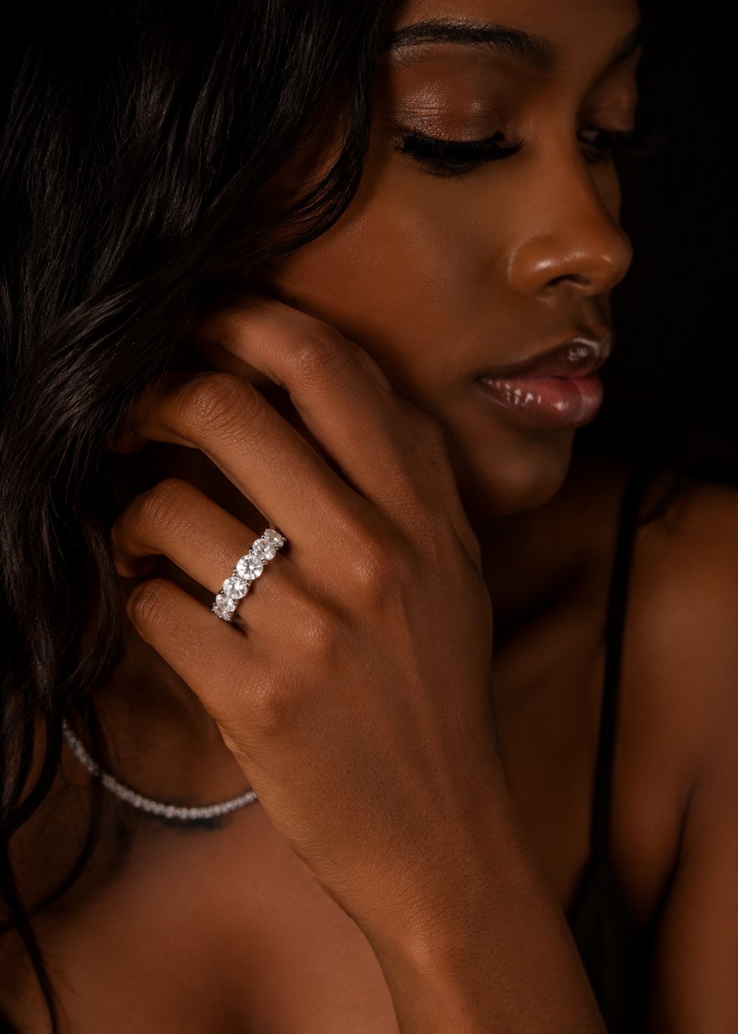 VVS Moissanite Silver 925 Side Iced 50 Pointer Eternity Ring Band