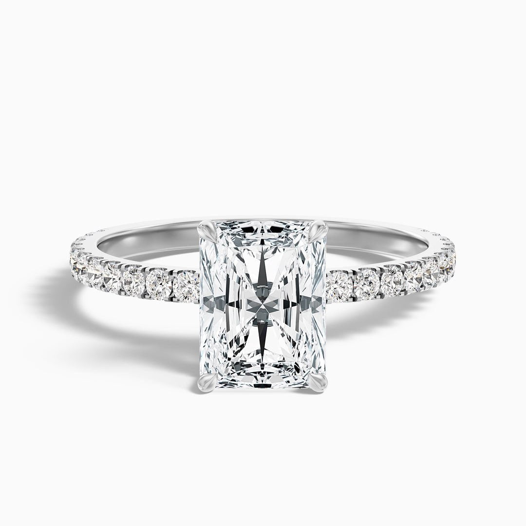 2 Carat Radiant Cut Hidden Halo Pave Lab Grown Diamond Ring in 14k Yellow Gold