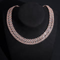 8MM 10MM Rose Gold Two Tone Two Rows Link Moissanite Diamond Cuban Chain Necklace