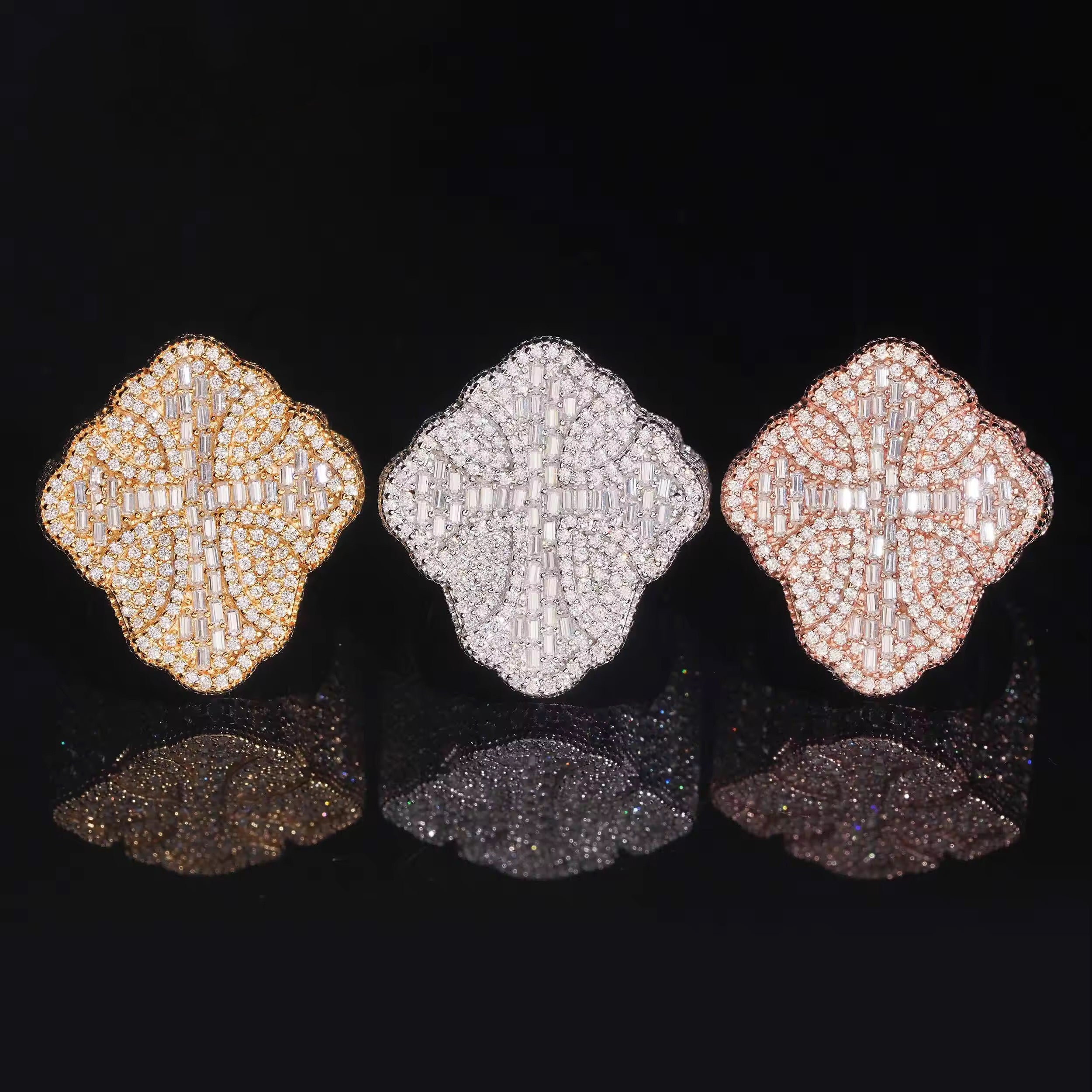 Chrome Heart Style Cross Iced Out Moissanite Ring