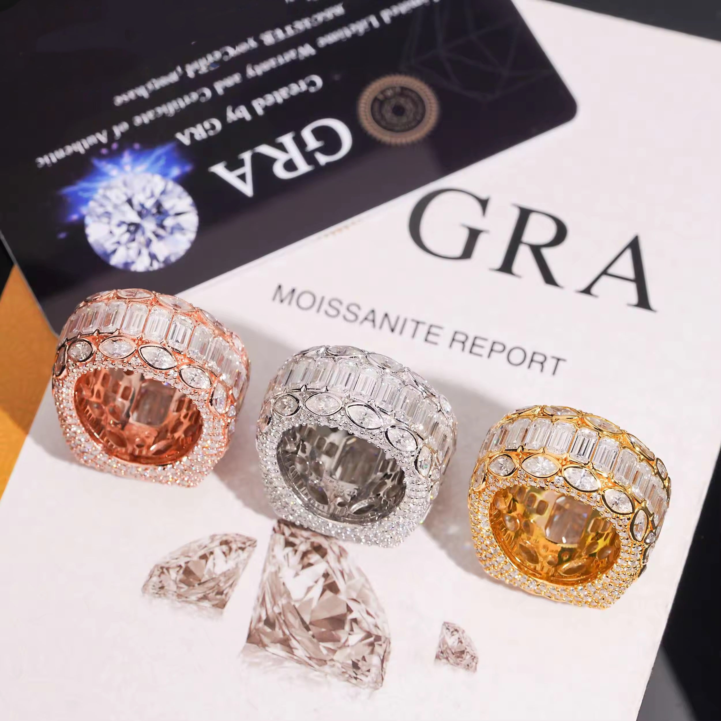 Fancy Cut VVS Moissanite Diamond Men Ring Sterling Silver 925