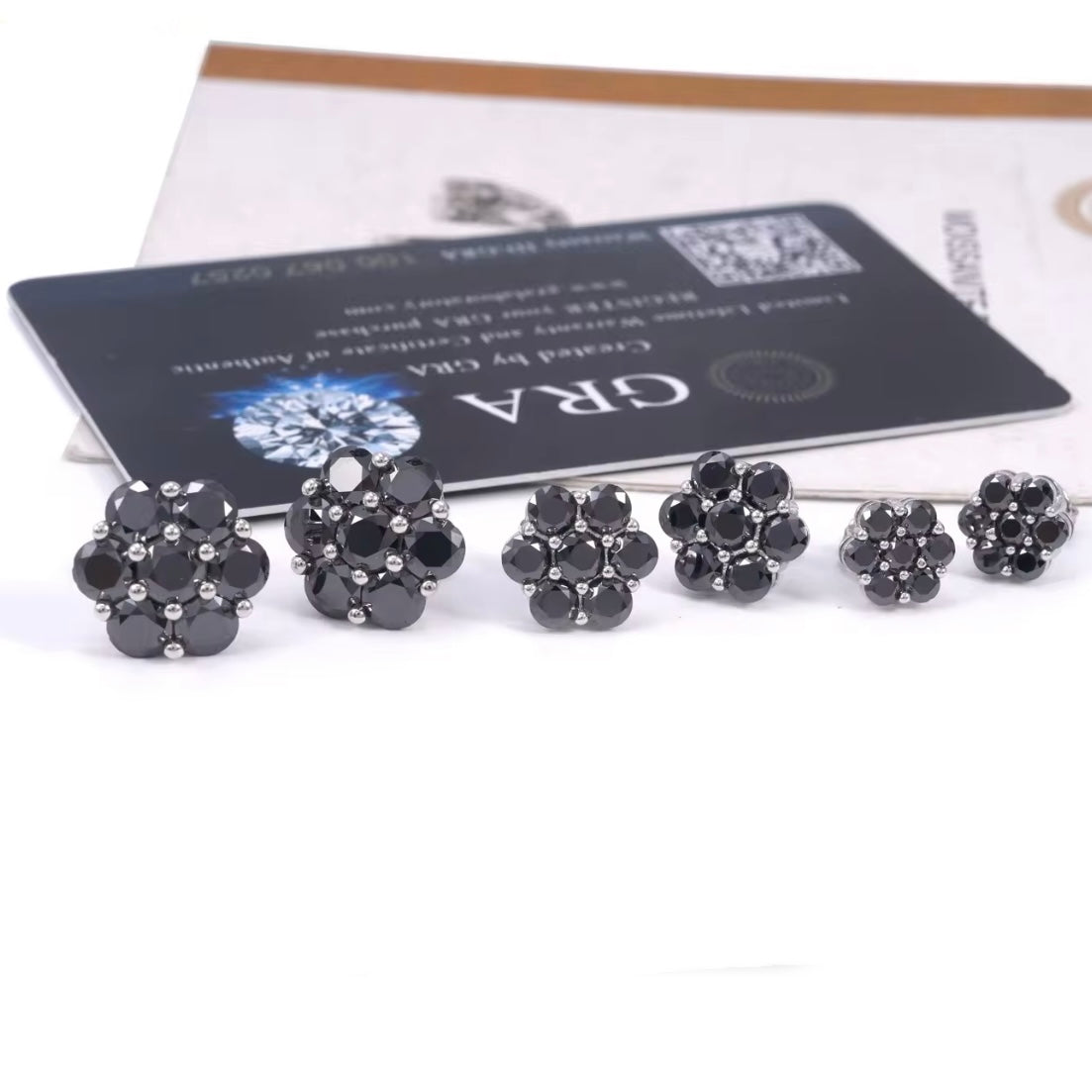 Black Moissanite Cluster Studs Screw Back 9MM 12MM 15MM