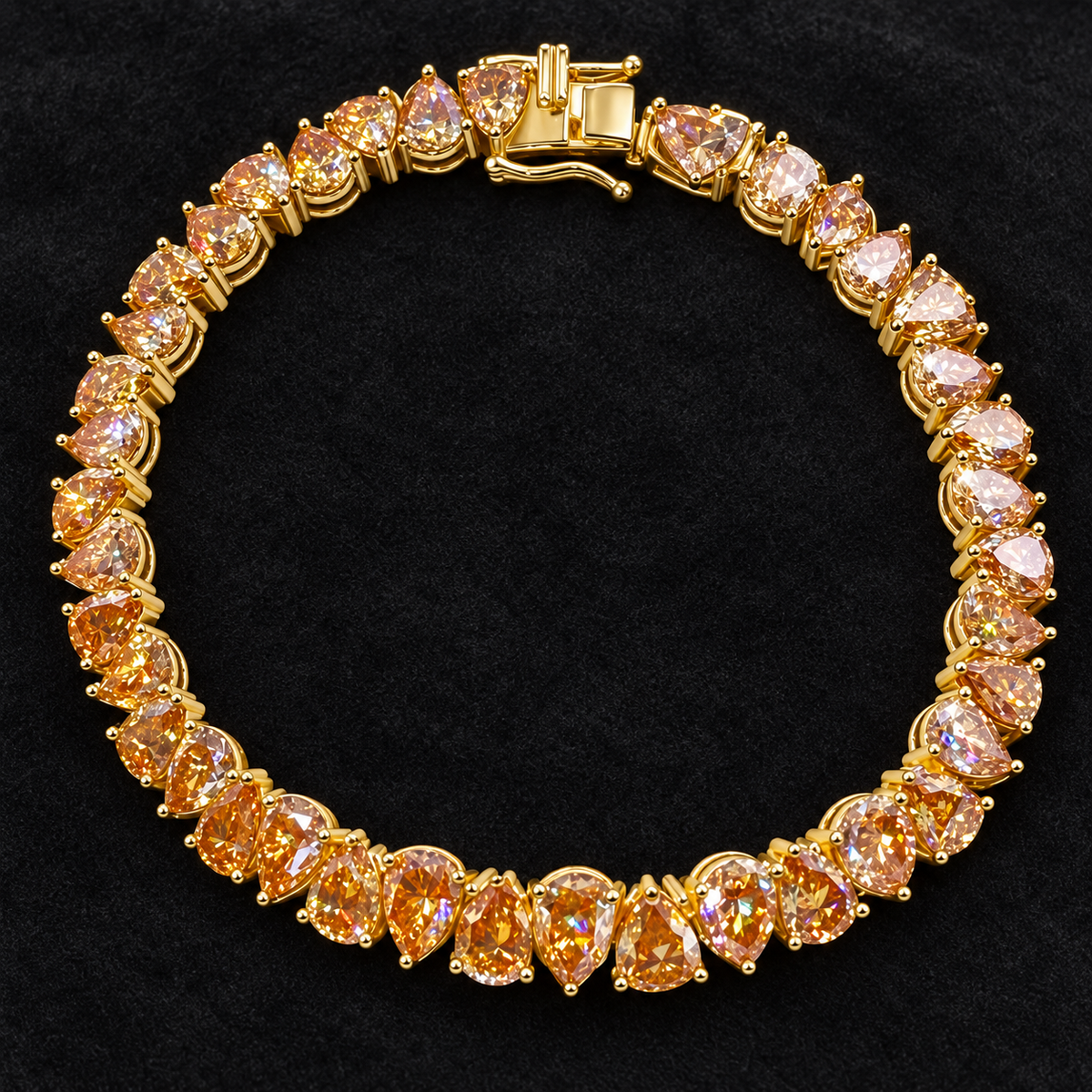1Ct Pear Cut Champagne Moissanite Diamond Tennis Bracelet