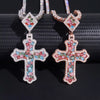 Iced Out 925 Silver Color Moissanite Fancy Cut VVS Cross Pendant Match 10MM Cuban Chain