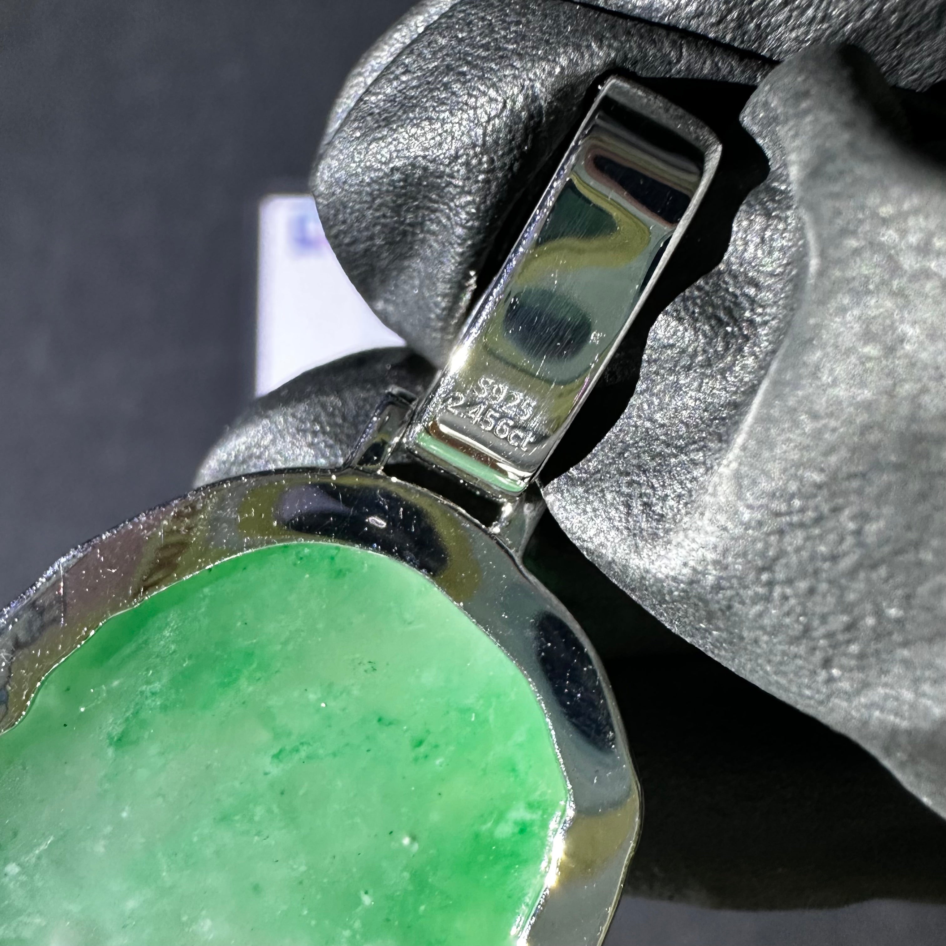 925 Sterling Silver Lab Grown Diamond Jade Jesus Pendant Iced Out