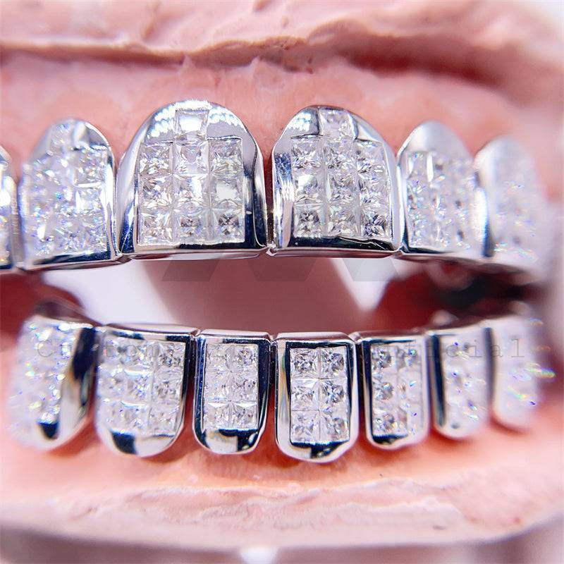 8 on 8 Princess Cut Moissanite Diamond Grillz 14K Rose Gold