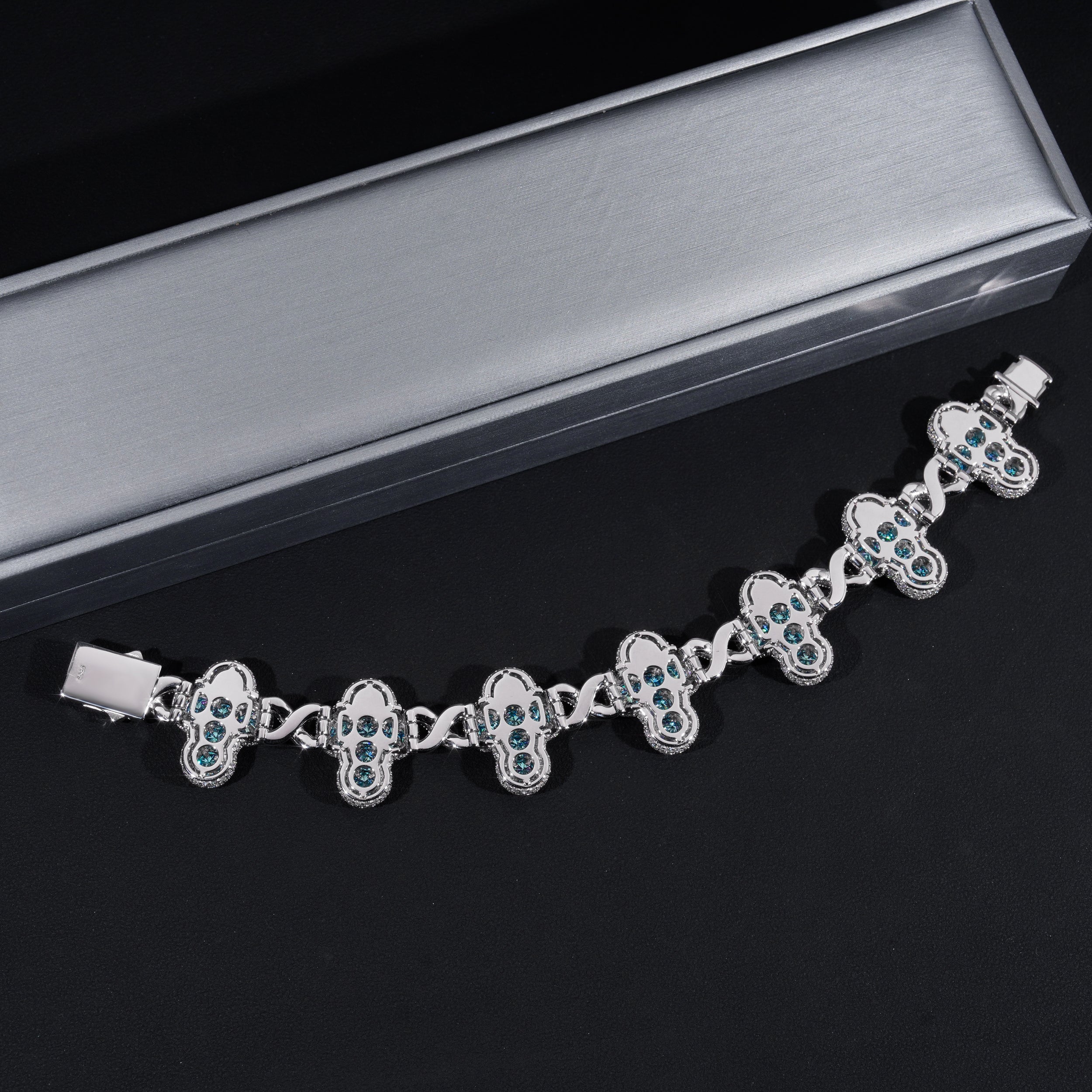 Christmas Limited Edition Aquamarine Moissanite Cross Infinity Bracelet 18MM Iced Out Hip Hop Bracelet For Men