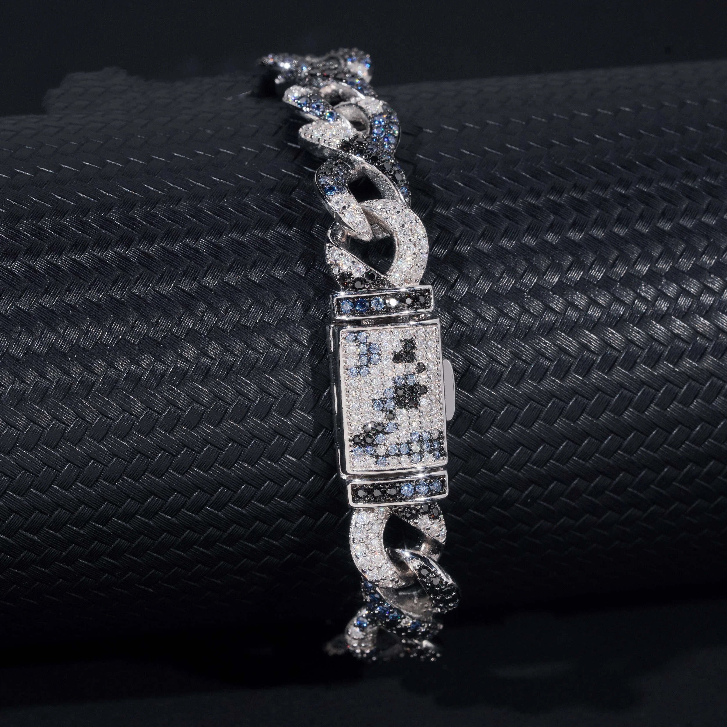 13MM Width Camo Color Vvs Moissanite Infinity Link Bracelet White Black Blue For Men