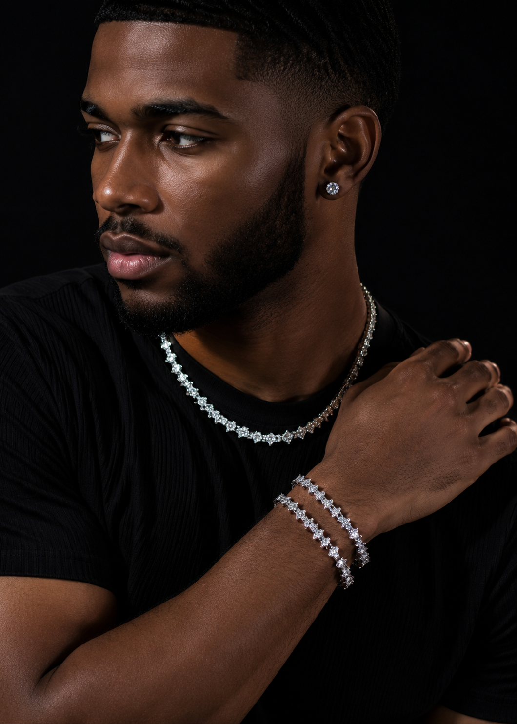 3MM White Gold Plated Silver Moissanite Tennis Bracelet - Hip Hop Style