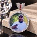 45MM Custom Made Broken Heart Moissanite Diamond Photo Picture Memory Pendant