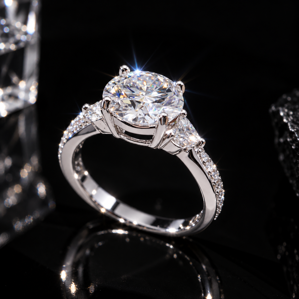 Women's 3.35CT Moissanite Diamond Ring 925 Sterling Silver Wedding Band