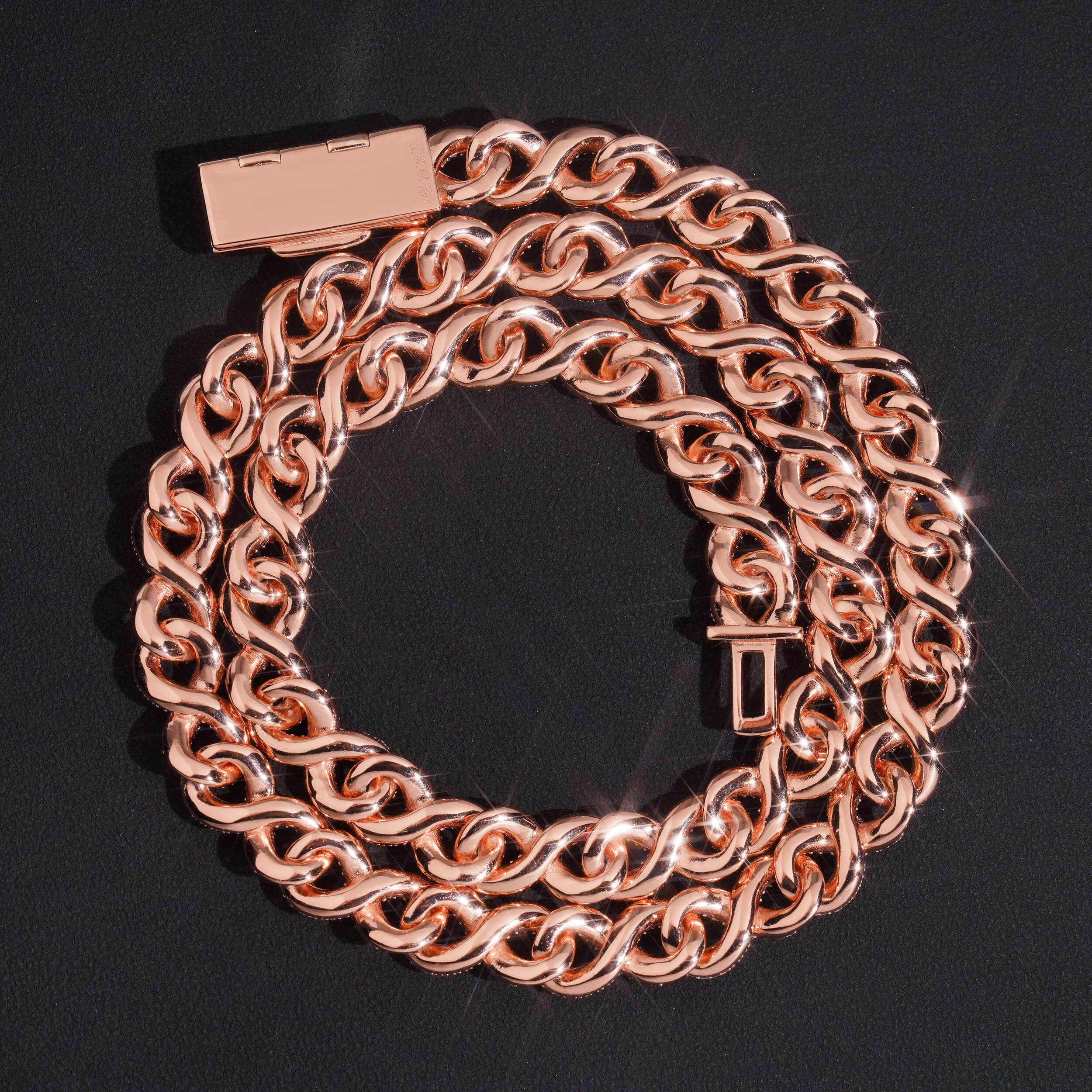 10MM Rose Gold Plated VVS Moissanite Diamond Infinity Link Chain With Custom Name Lock