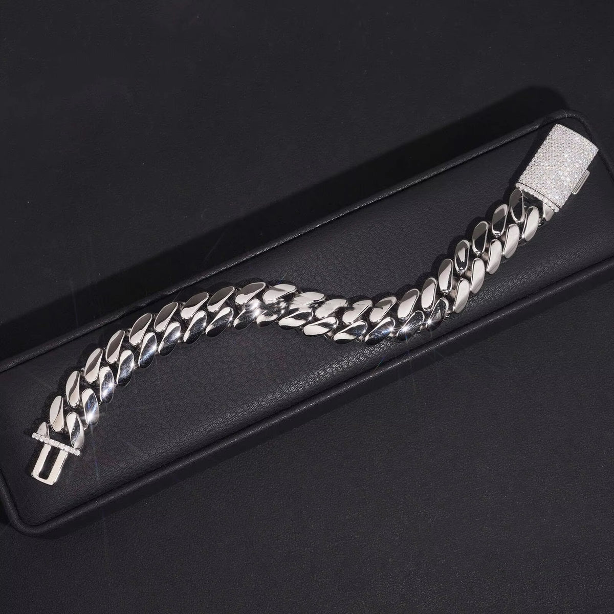 925 Sterling Silver 15MM Lab Grown  Diamond Cuban Link Bracelet