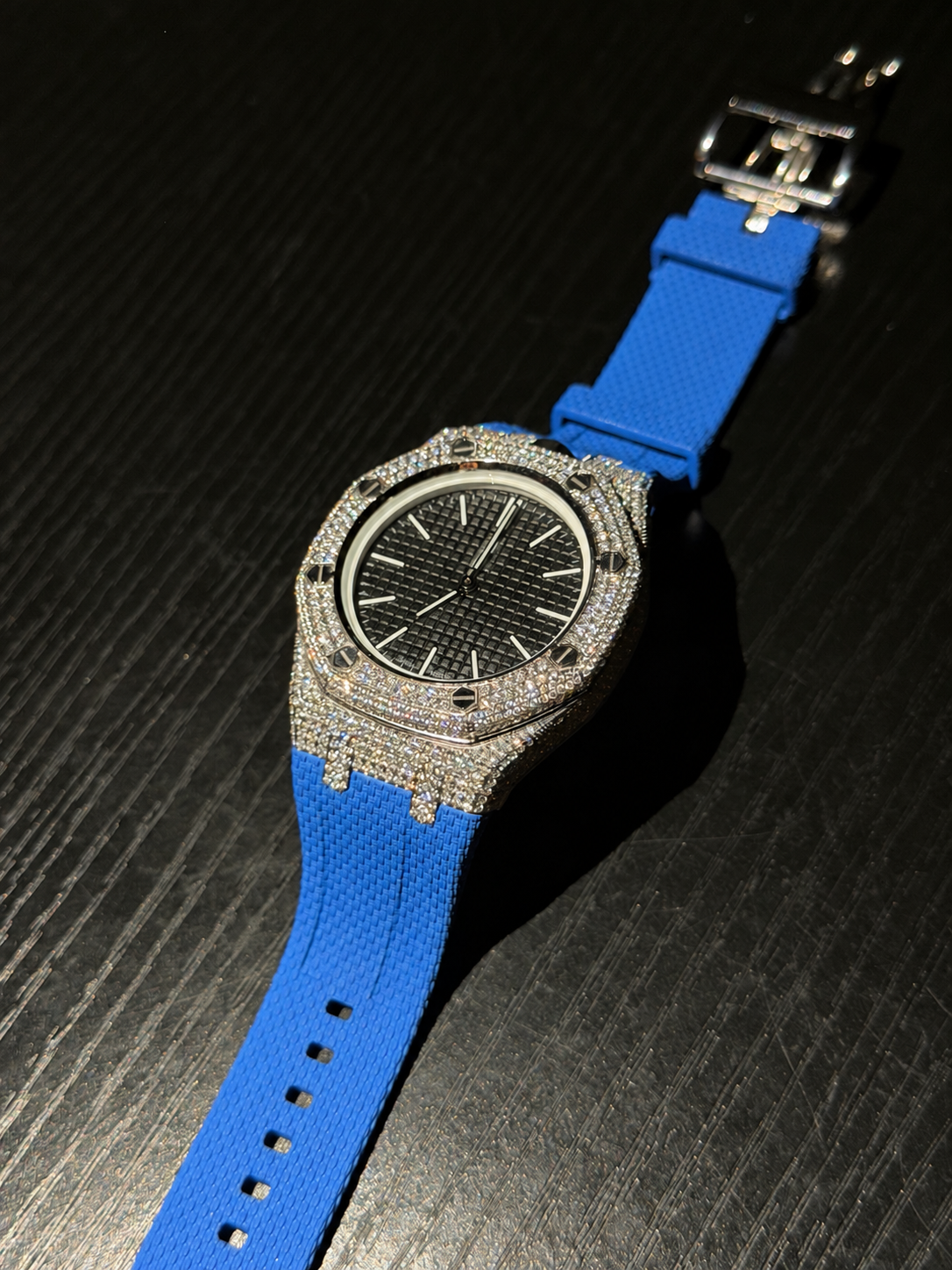 Royal Pop Iced Out 925 Silver Watch Case With Strap Moissanite Diamond