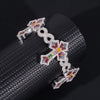 New Arrival Color Moissanite Diamond Baguette Cut Cross Bracelet Solid Silver