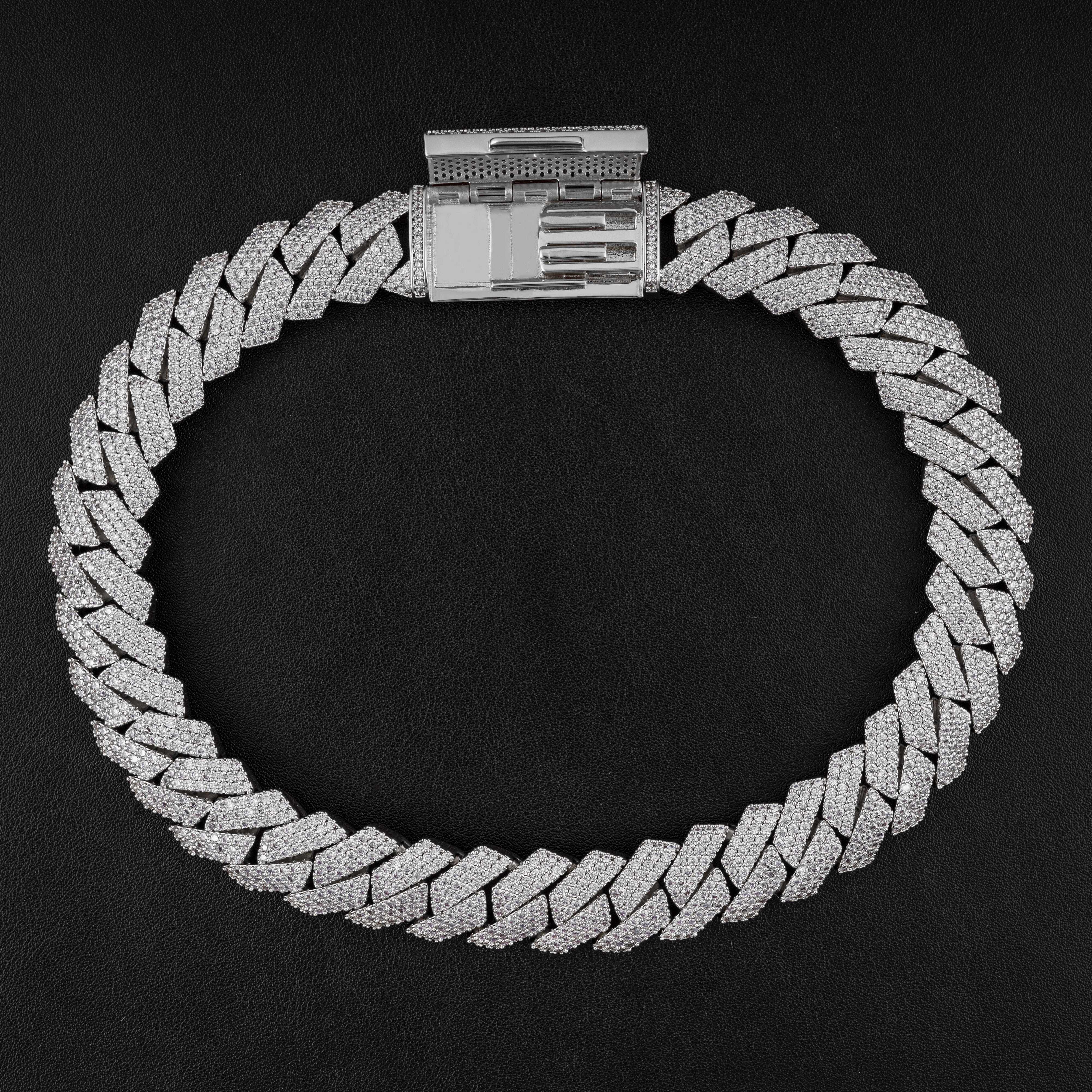 20MM Three Rows Miami Cuban Link Chain Moissanite Diamond Hip Hop Jewelry For Men