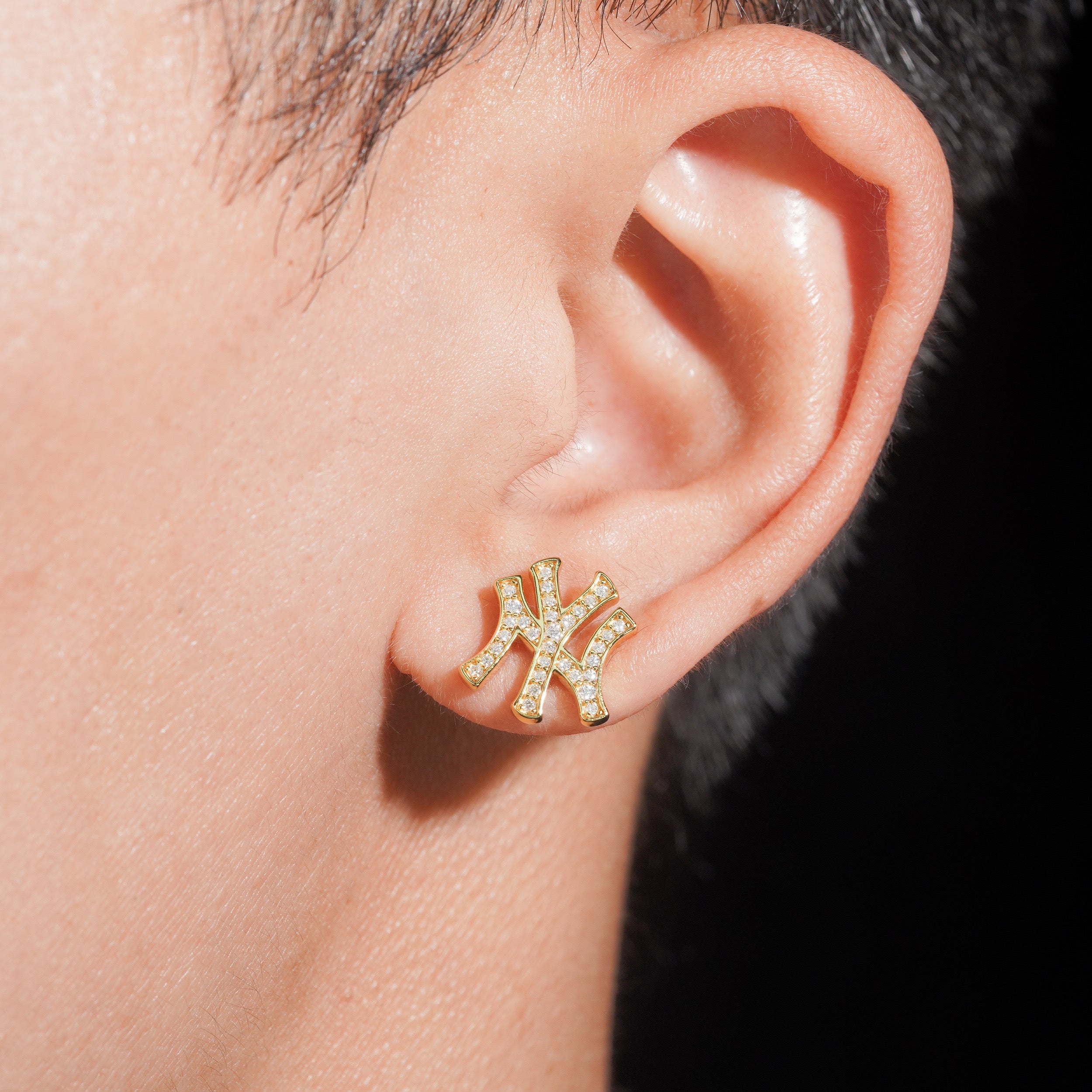 Iced Out Gold VVS Moissanite Symbol Studs