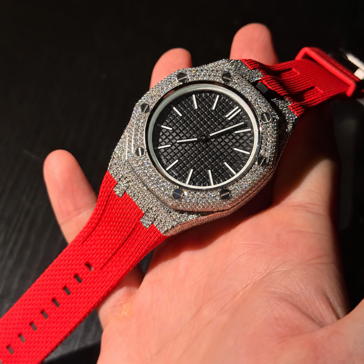 Royal Pop Iced Out 925 Silver Watch Case With Strap Moissanite Diamond