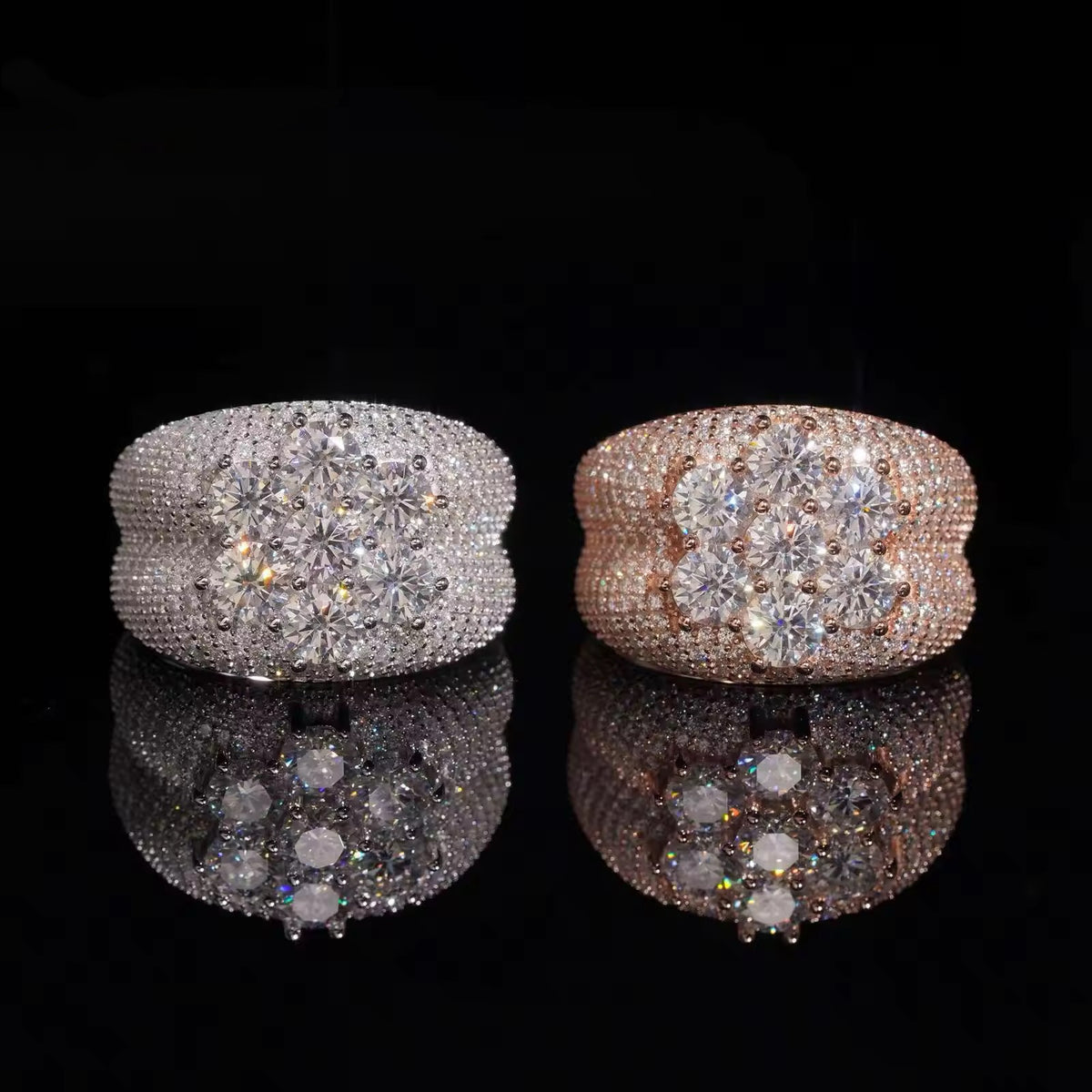 Iced Out Moissanite Diamond Cluster Ring