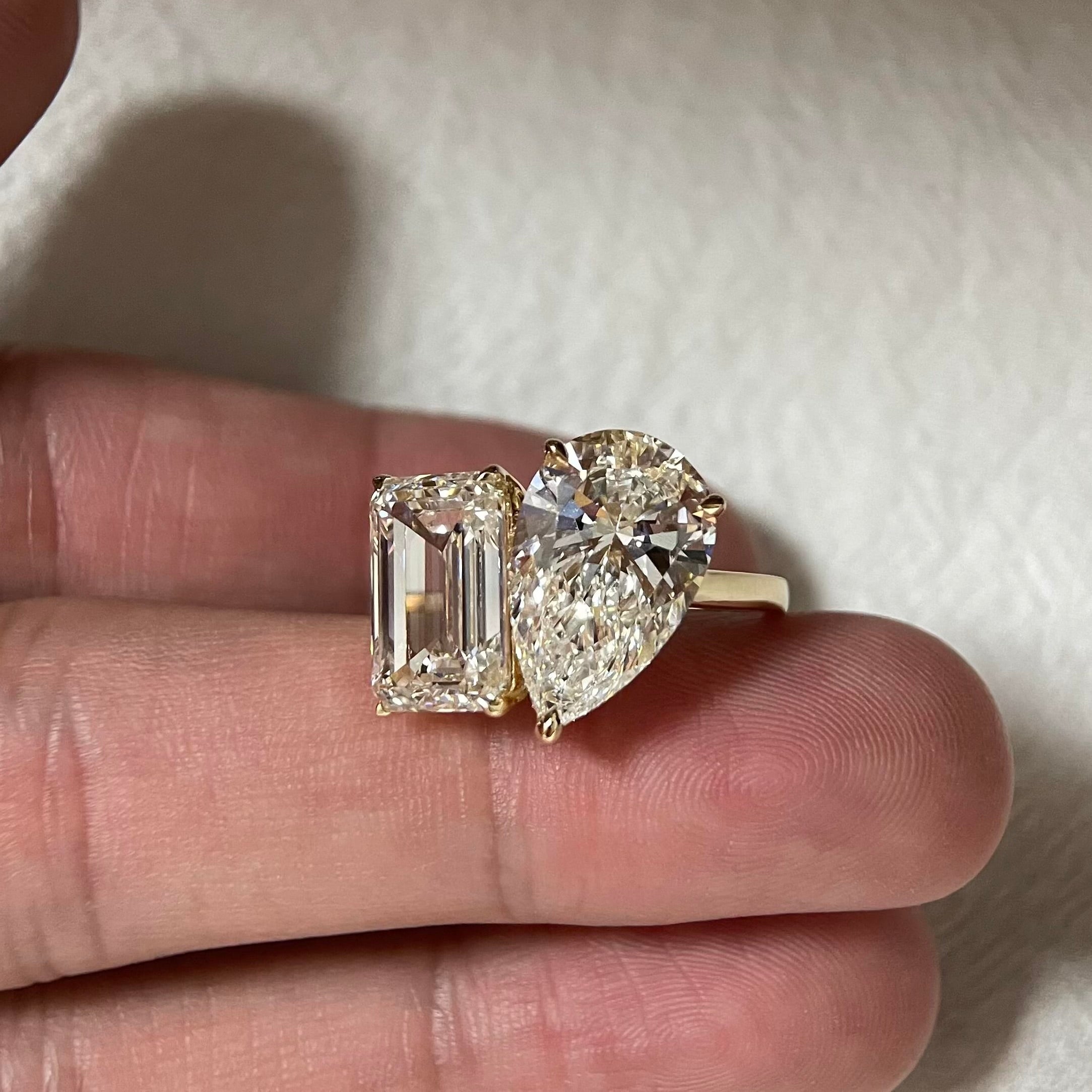 18K Yellow Gold Two Stone 10 Carat Lab Grown Diamond Ring