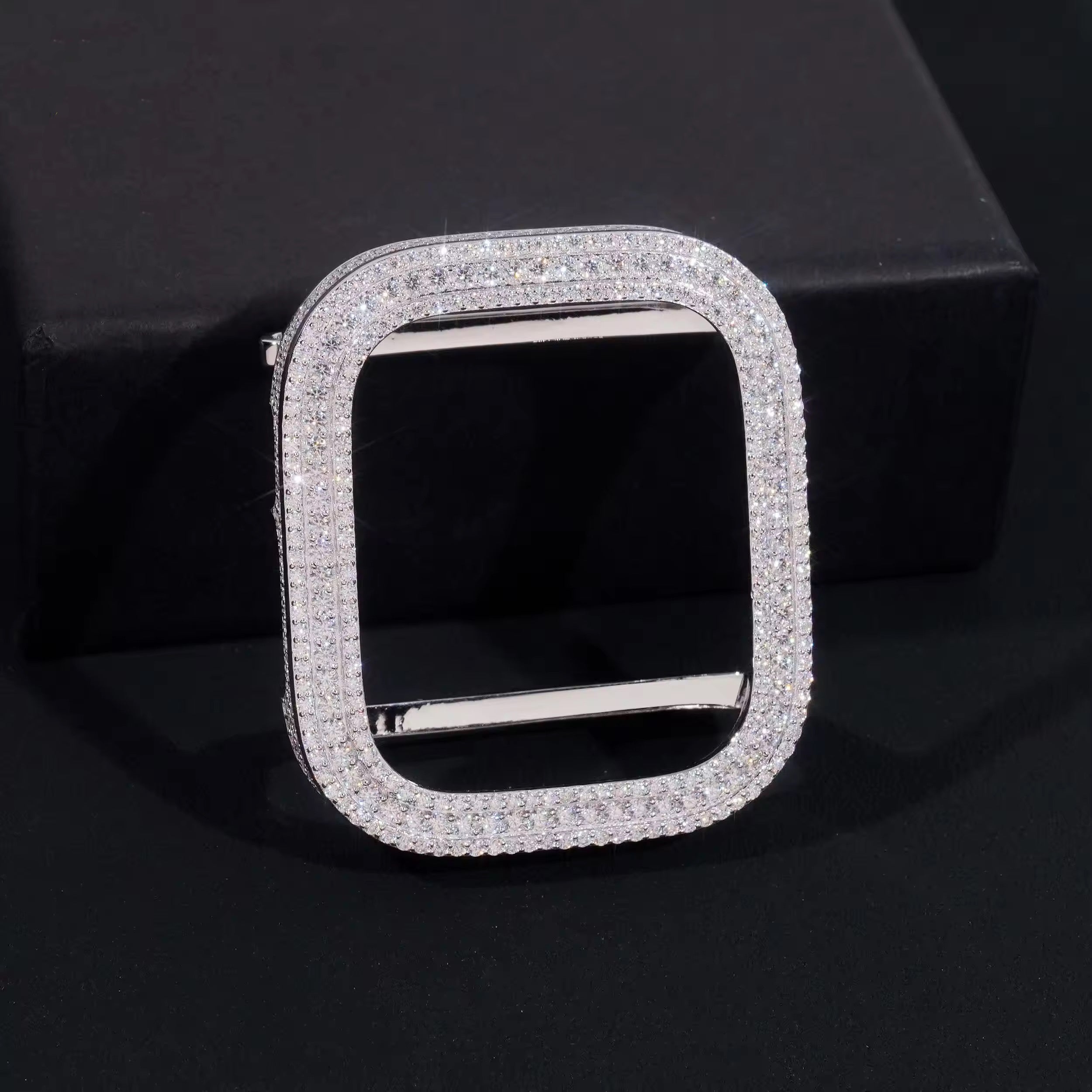 45MM Apple Watch Iwatch Bezel Vvs Moissanite Diamond Solid Silver