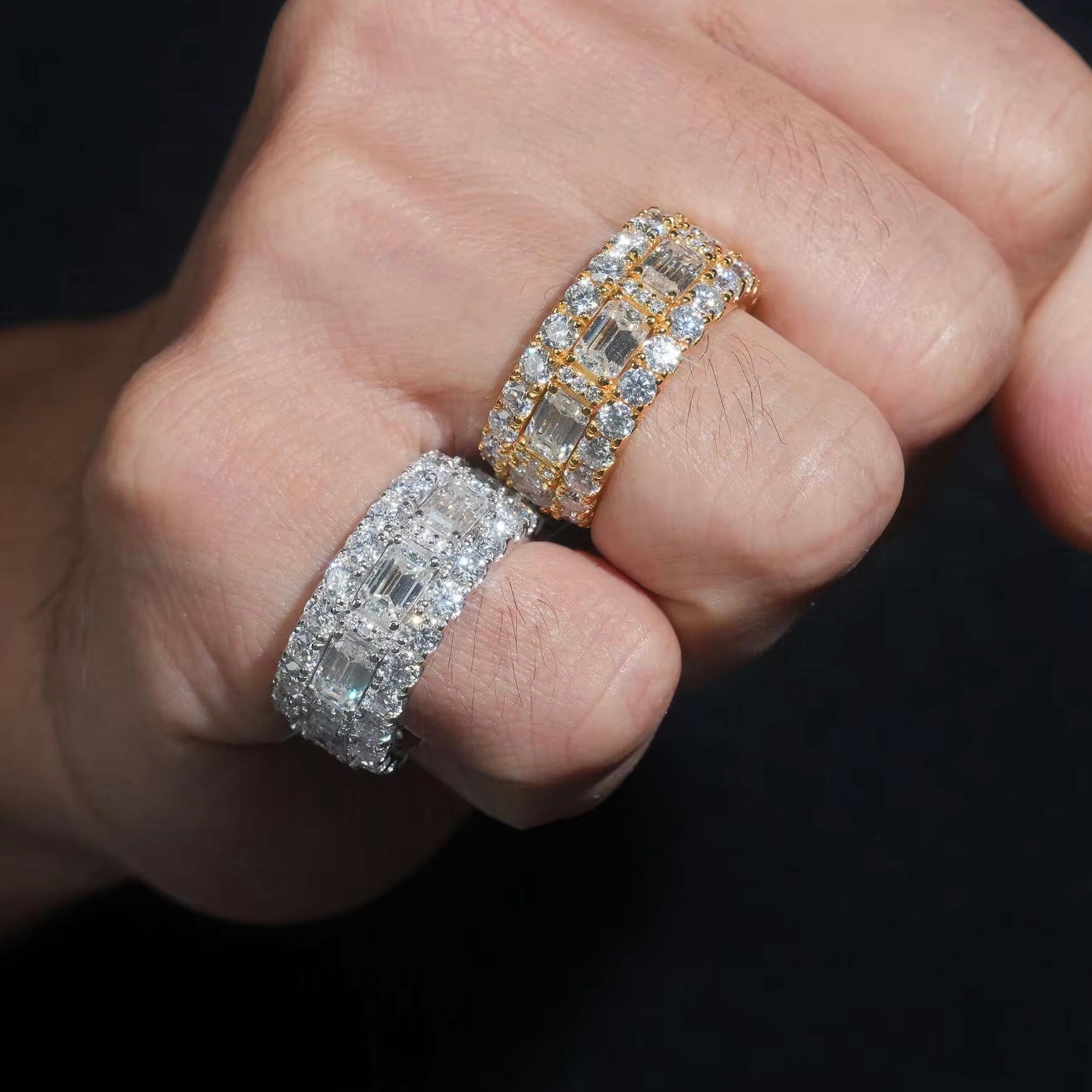 Emerald Cut Moissanite Diamond Ring Band For Men