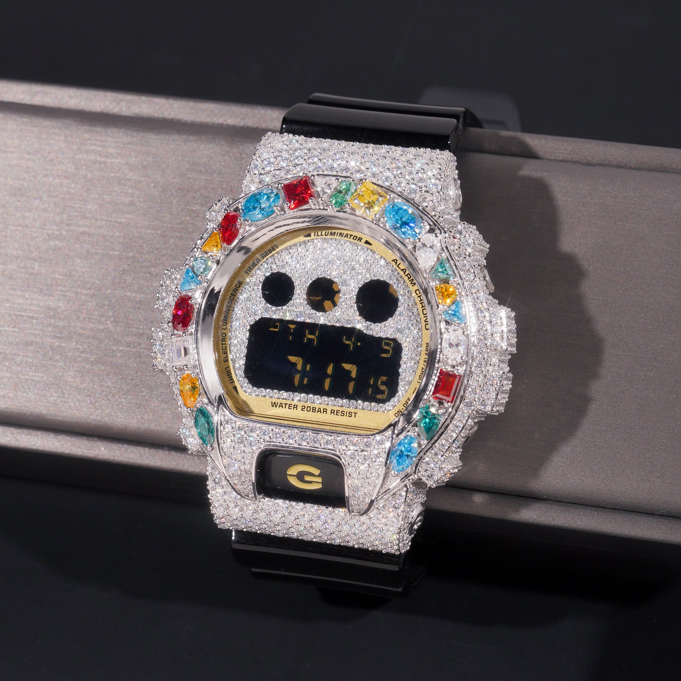 Fancy Cut VVS Color Moissanite Iced Out G Shock Watch DW6900