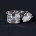 Solid Silver 925 Two Stone Fashion Design Moissanite Diamond Ring