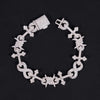 13MM Width 925 Sterling Silver Men Iced Out Infinity Link Cross Charm Bracelet Jewelry