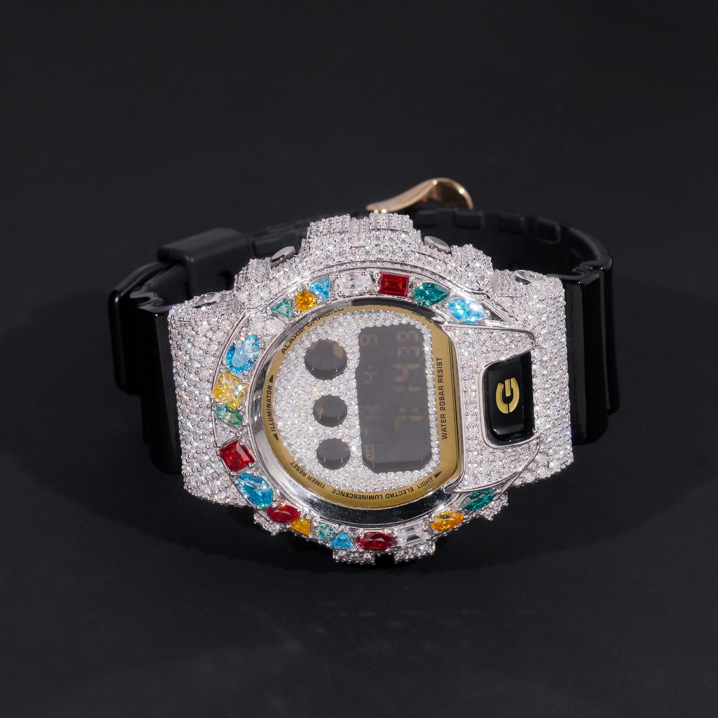 Fancy Cut VVS Color Moissanite Iced Out G Shock Watch DW6900