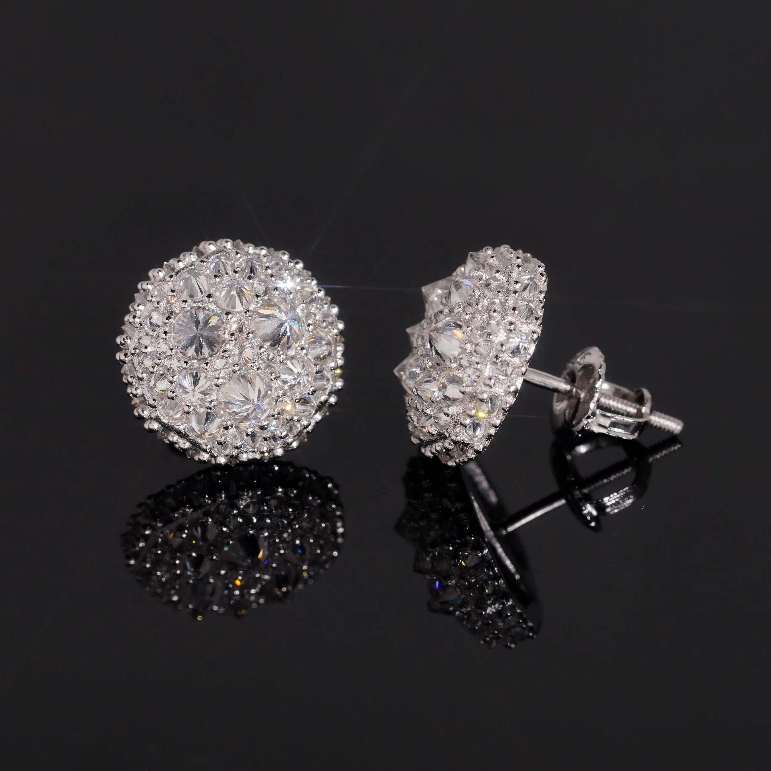 12MM Upside Down Inverted Moisaic Setting Moissanite Studs