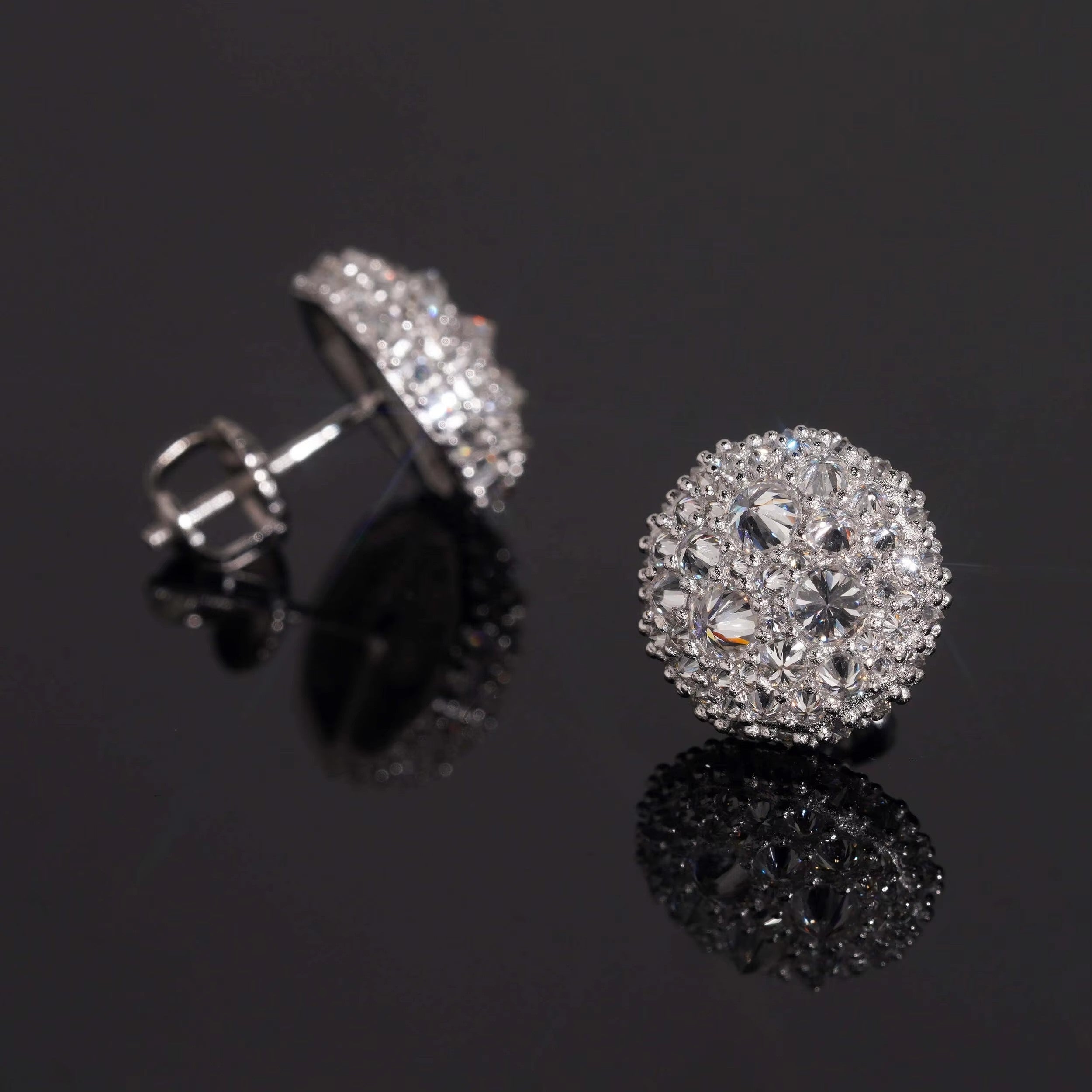 12MM Upside Down Inverted Moisaic Setting Moissanite Studs